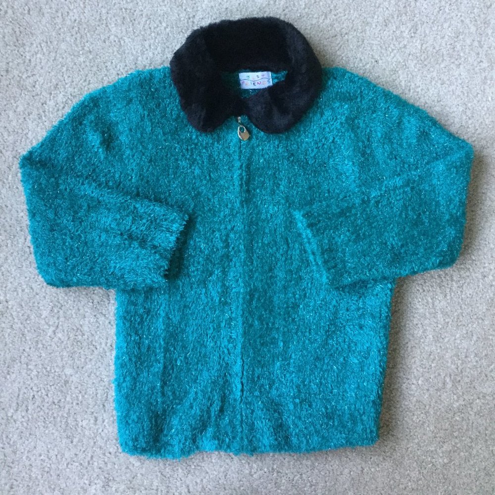 Sparkly fur collar sweater 4T like new